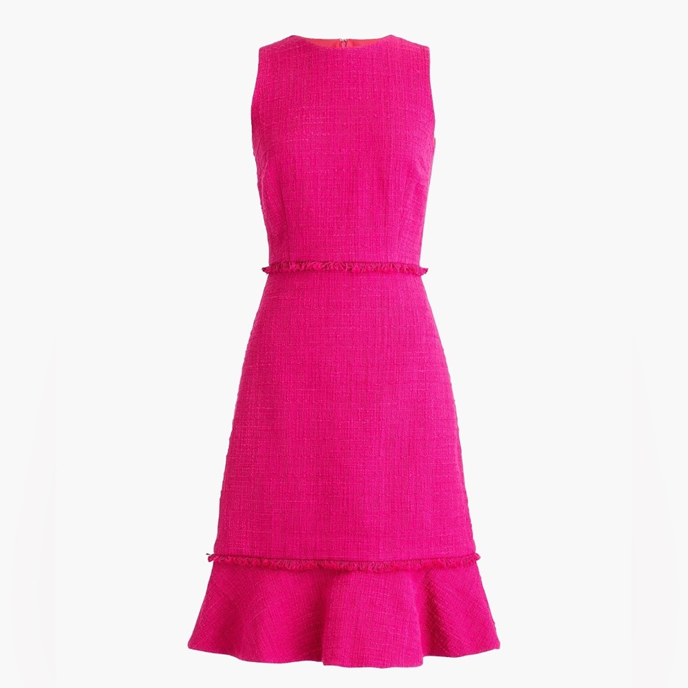 Jcrew Fluted hem A-line dress in textured cotton tweed. Size 0
